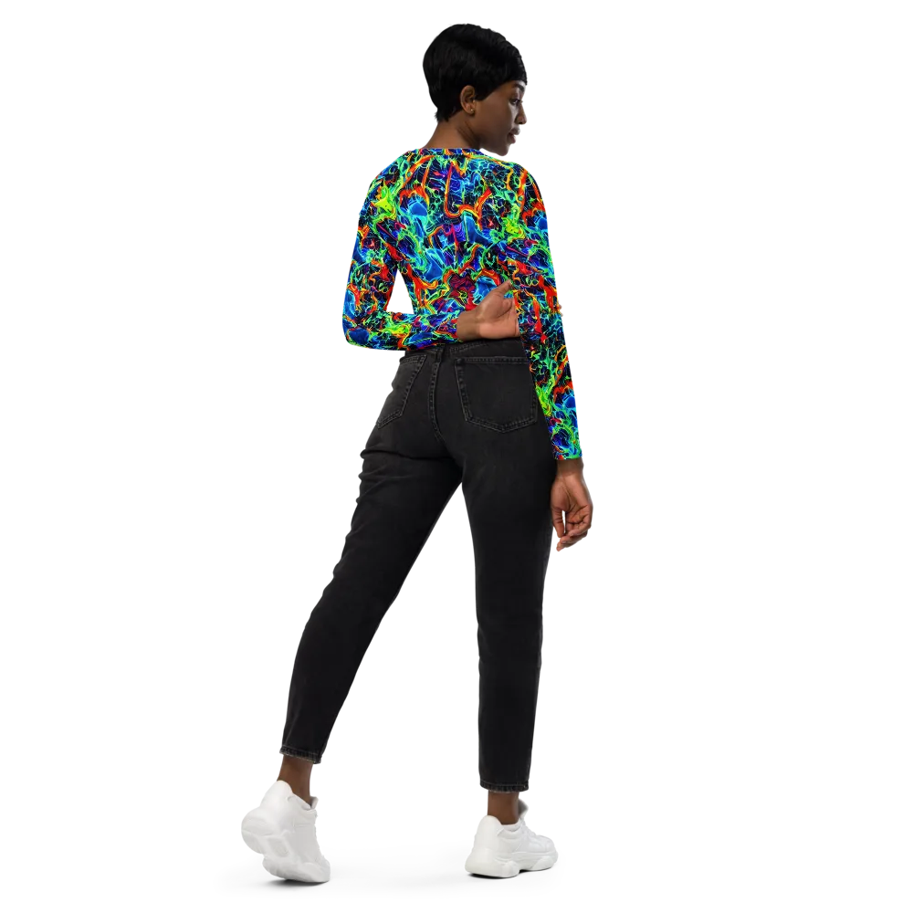 Prismfire on Long Sleeve Crop Top — Right Back