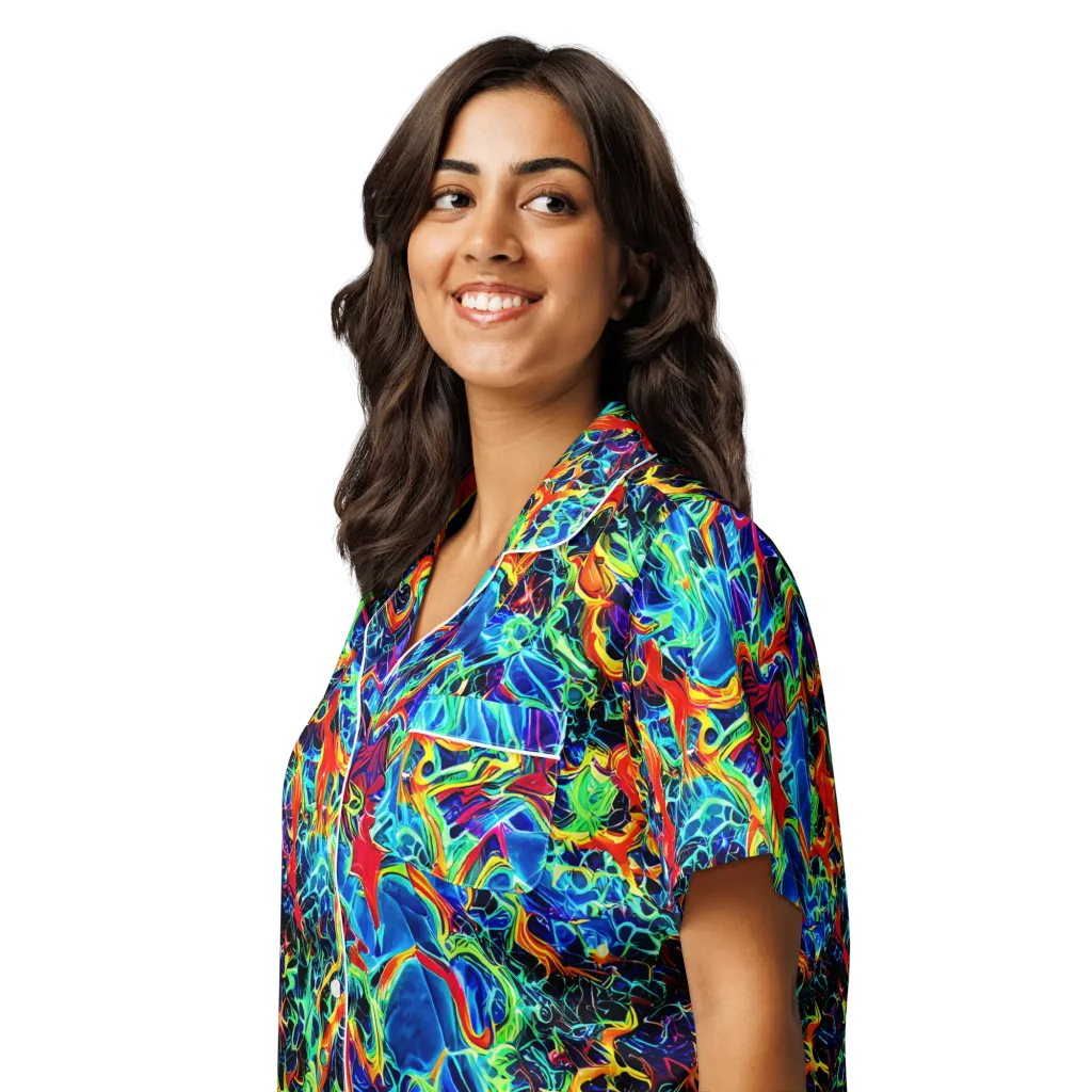 Prismfire on Women's Short Sleeve Pajama Top — Left Front