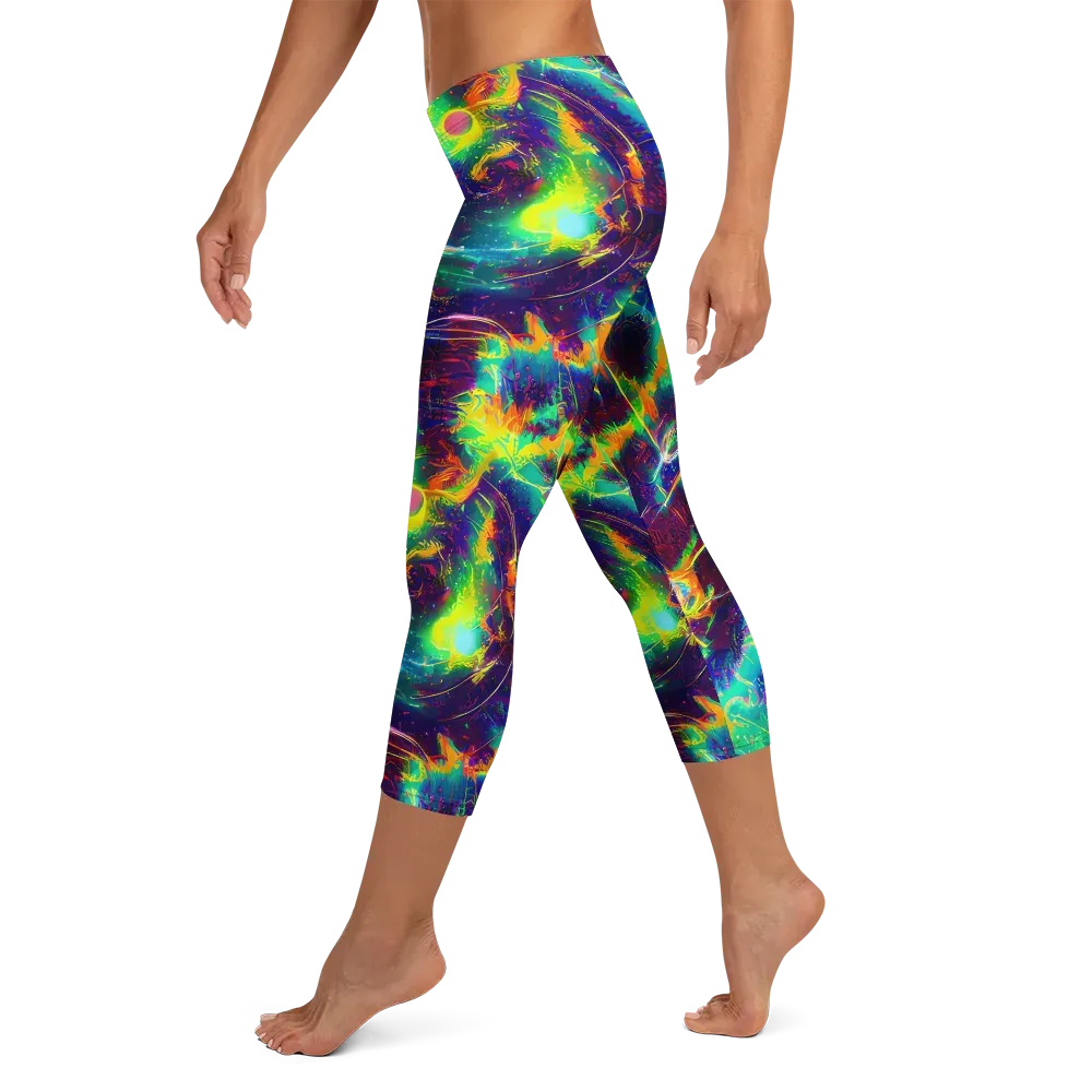 The Neon Paradox on Capri Leggings — Left