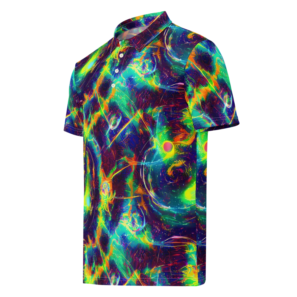 The Neon Paradox on Men's Slim Fit Polo Shirt — Left Front