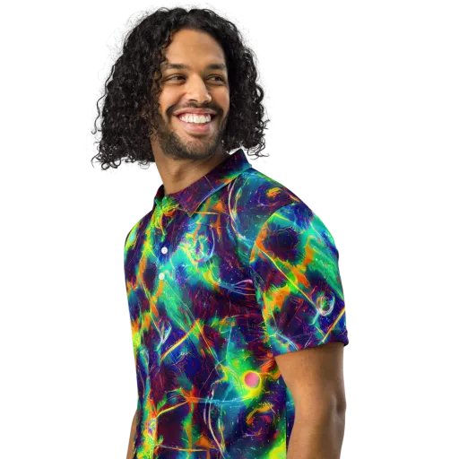The Neon Paradox on a Men's Slim Fit Polo Shirt