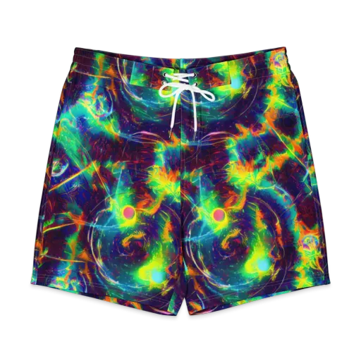 The Neon Paradox on a Men's Board Shorts