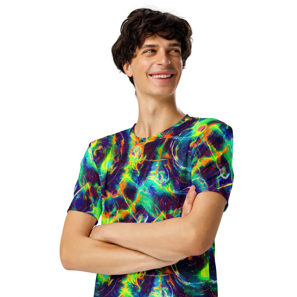 The Neon Paradox on Men's Crew Neck T-Shirt — Left Front