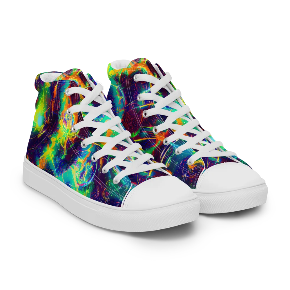 The Neon Paradox on Men's High Top Canvas Shoes — Right Front