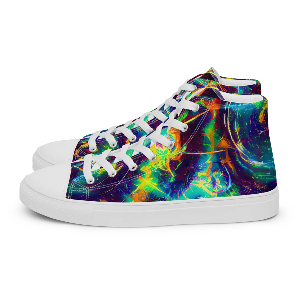 The Neon Paradox on Men's High Top Canvas Shoes — Left