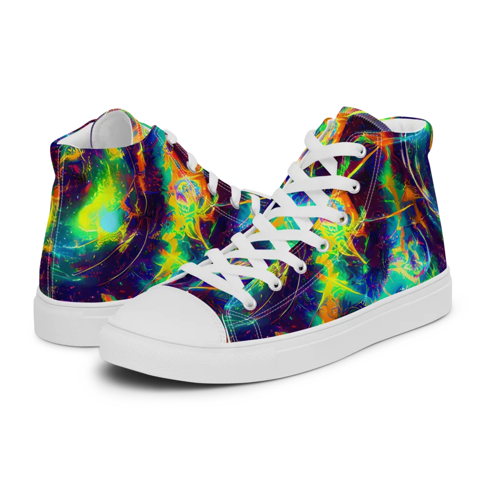The Neon Paradox on Men's High Top Canvas Shoes — Left