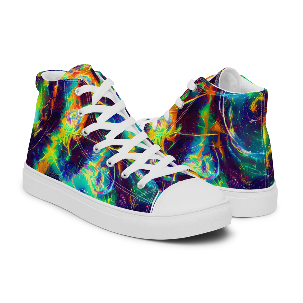The Neon Paradox on Men's High Top Canvas Shoes — Right
