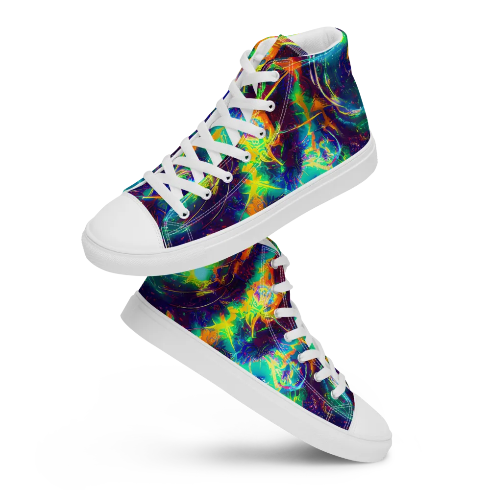 The Neon Paradox on Men's High Top Canvas Shoes — Front