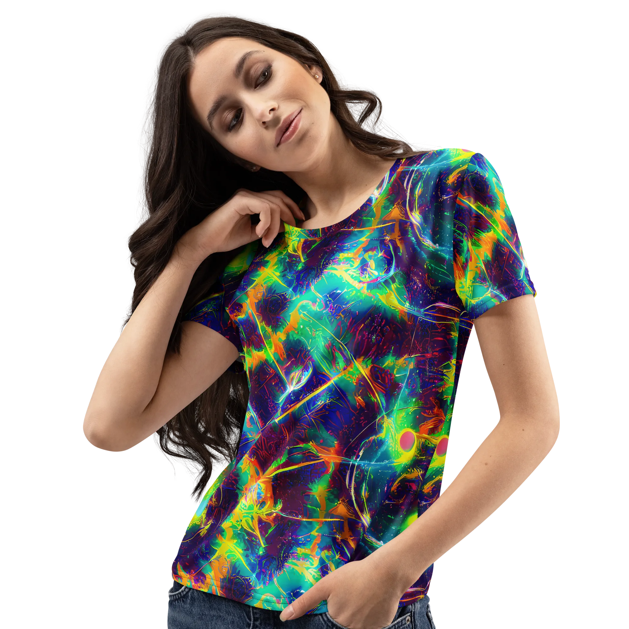 The Neon Paradox on Women's Crew Neck T-Shirt — Left Front
