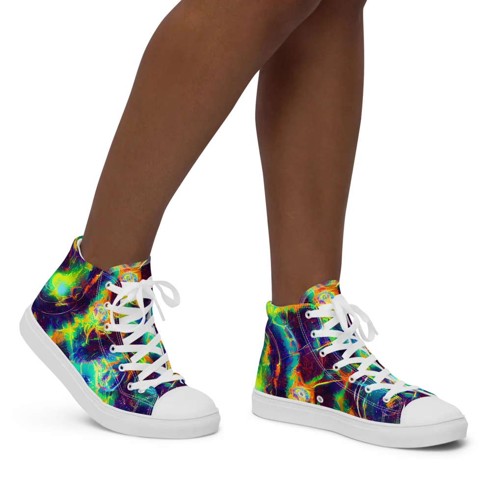 The Neon Paradox on Women's High Top Canvas Shoes — Right