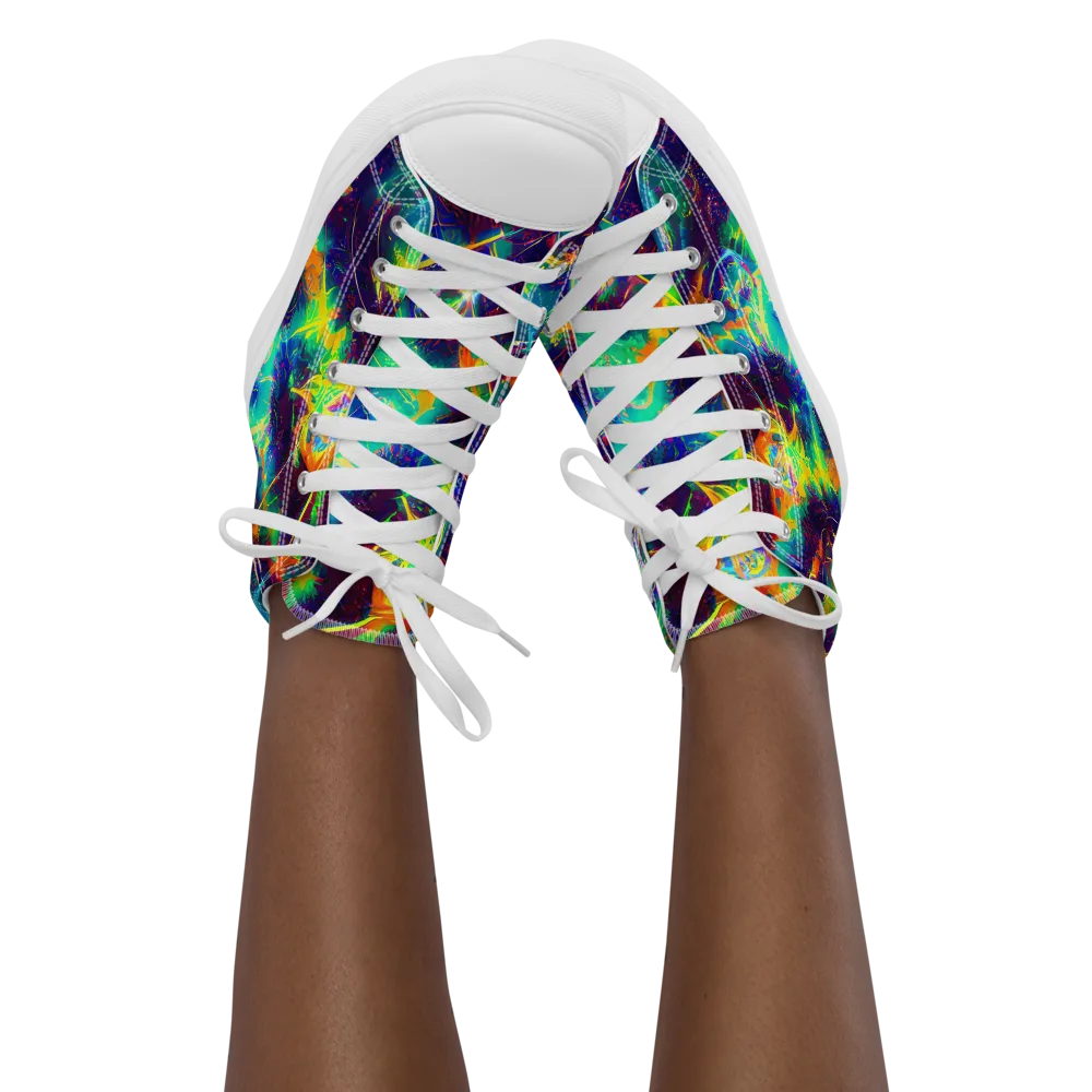 The Neon Paradox on Women's High Top Canvas Shoes — Front