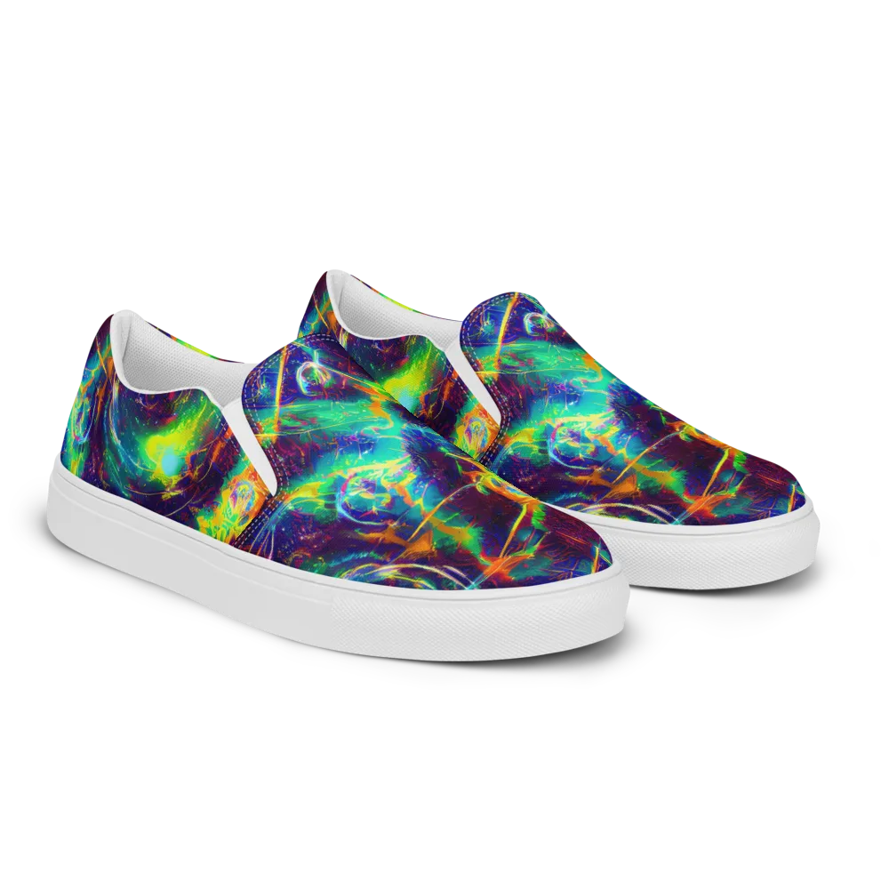 The Neon Paradox on Men's Slip-On Canvas Shoes — Right Front