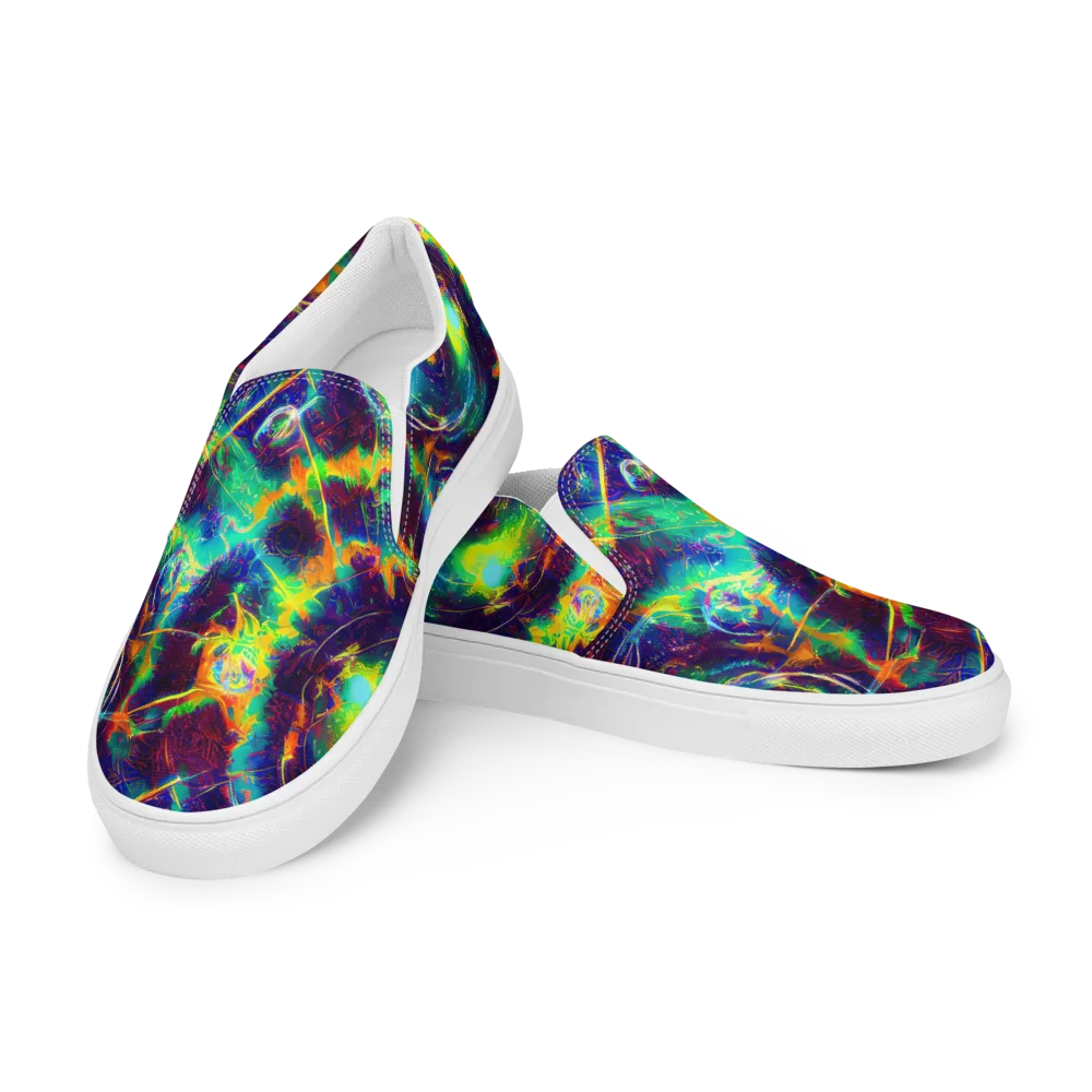 The Neon Paradox on Men's Slip-On Canvas Shoes — Left Front