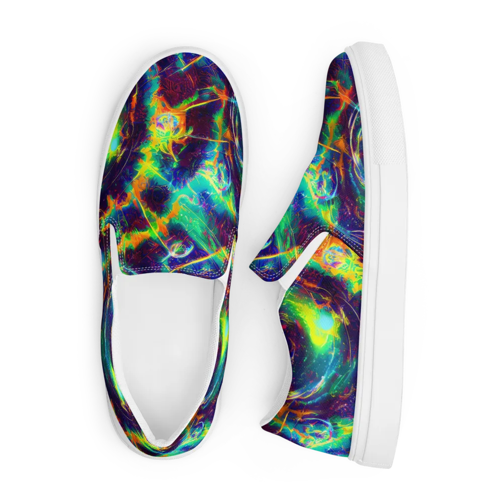 The Neon Paradox on Men's Slip-On Canvas Shoes — Front
