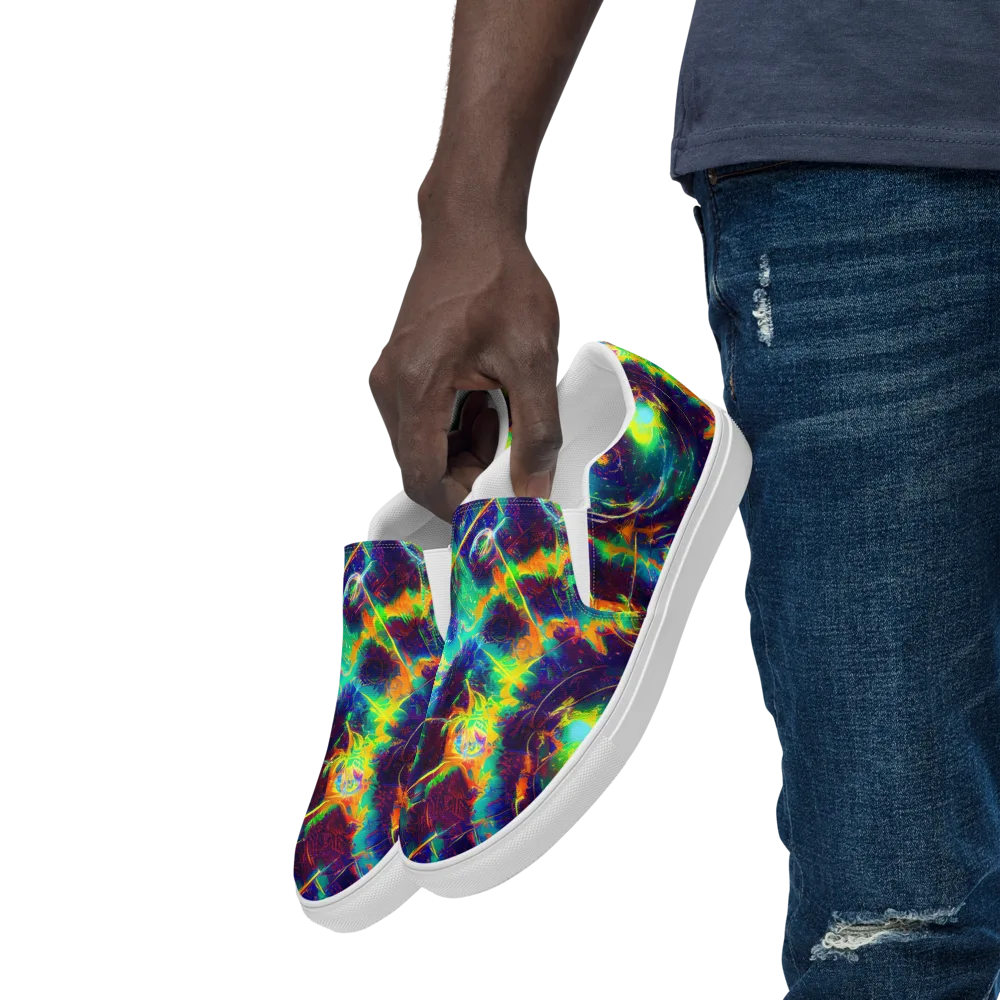 The Neon Paradox on Men's Slip-On Canvas Shoes — Left Front