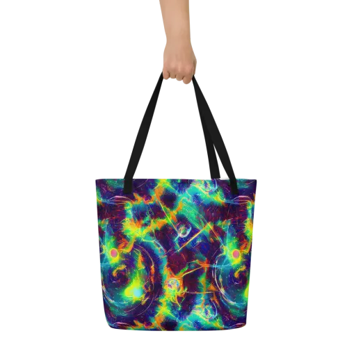 The Neon Paradox on a Large Tote Bag W/ Pocket