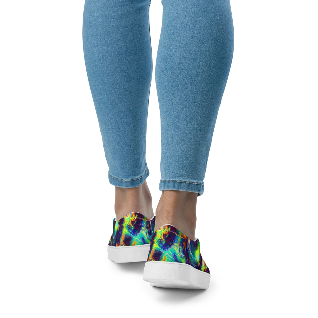 The Neon Paradox on Women's Slip-On Canvas Shoes — Back