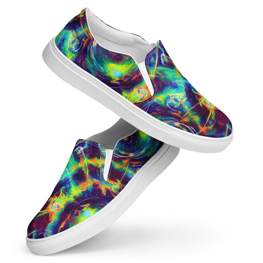 The Neon Paradox on Women's Slip-On Canvas Shoes — Front