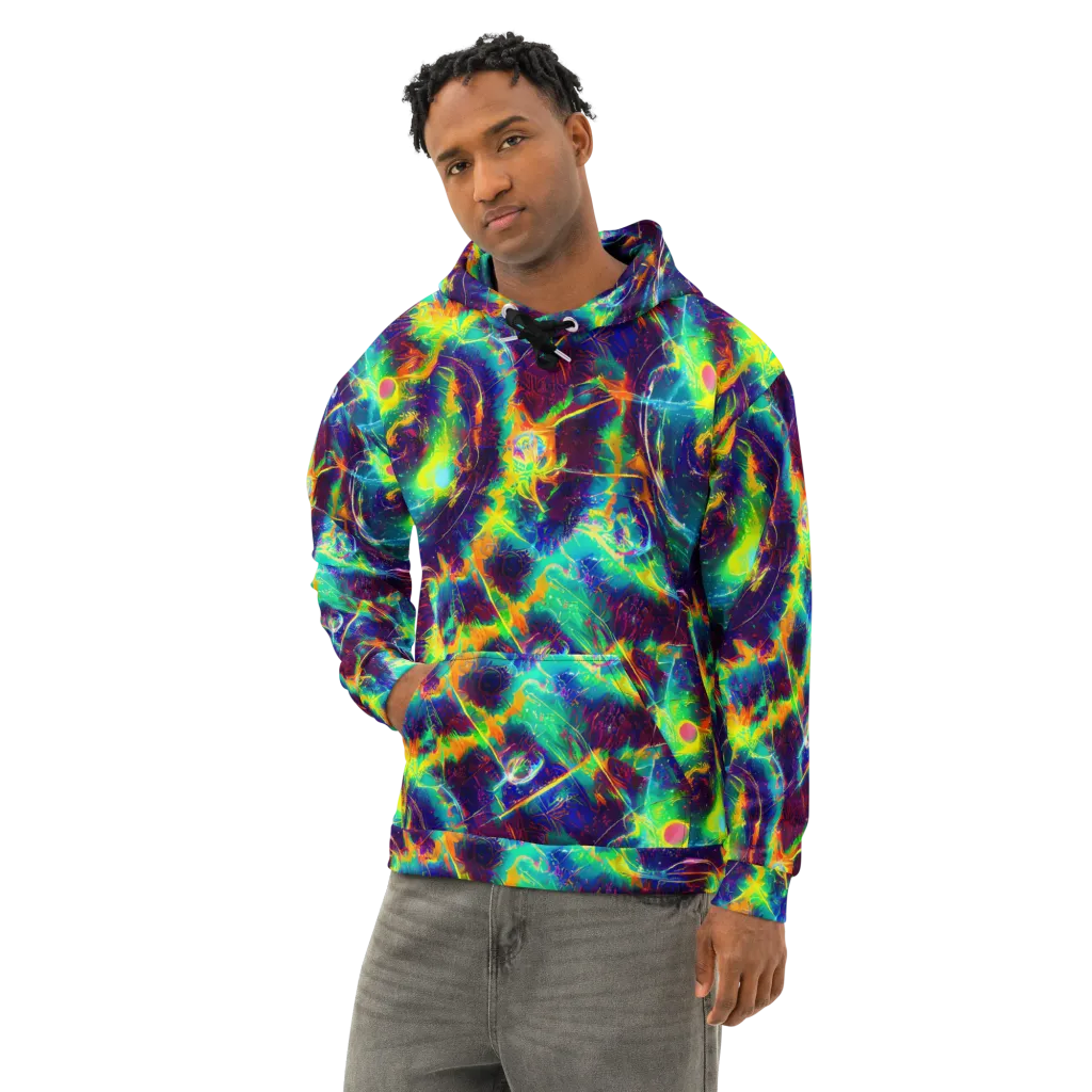 The Neon Paradox on Cotton Hoodie — Left Front