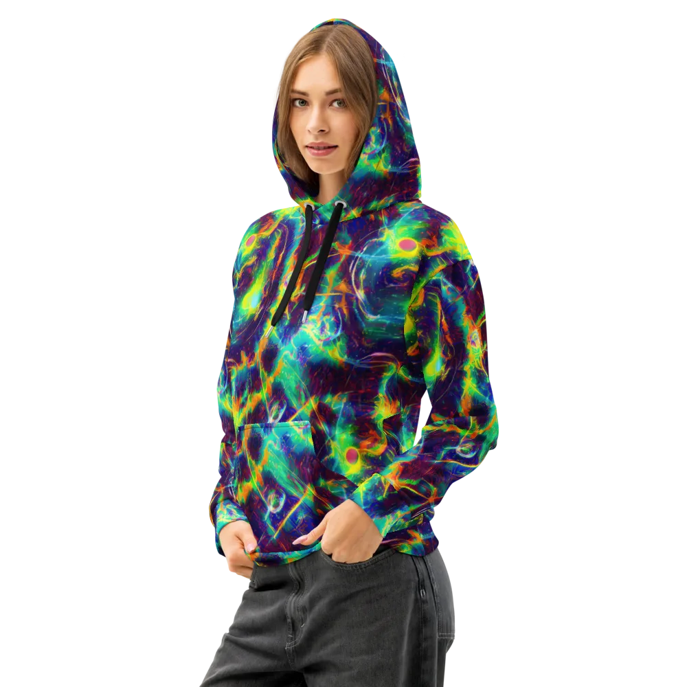 The Neon Paradox on Cotton Hoodie — Left Front