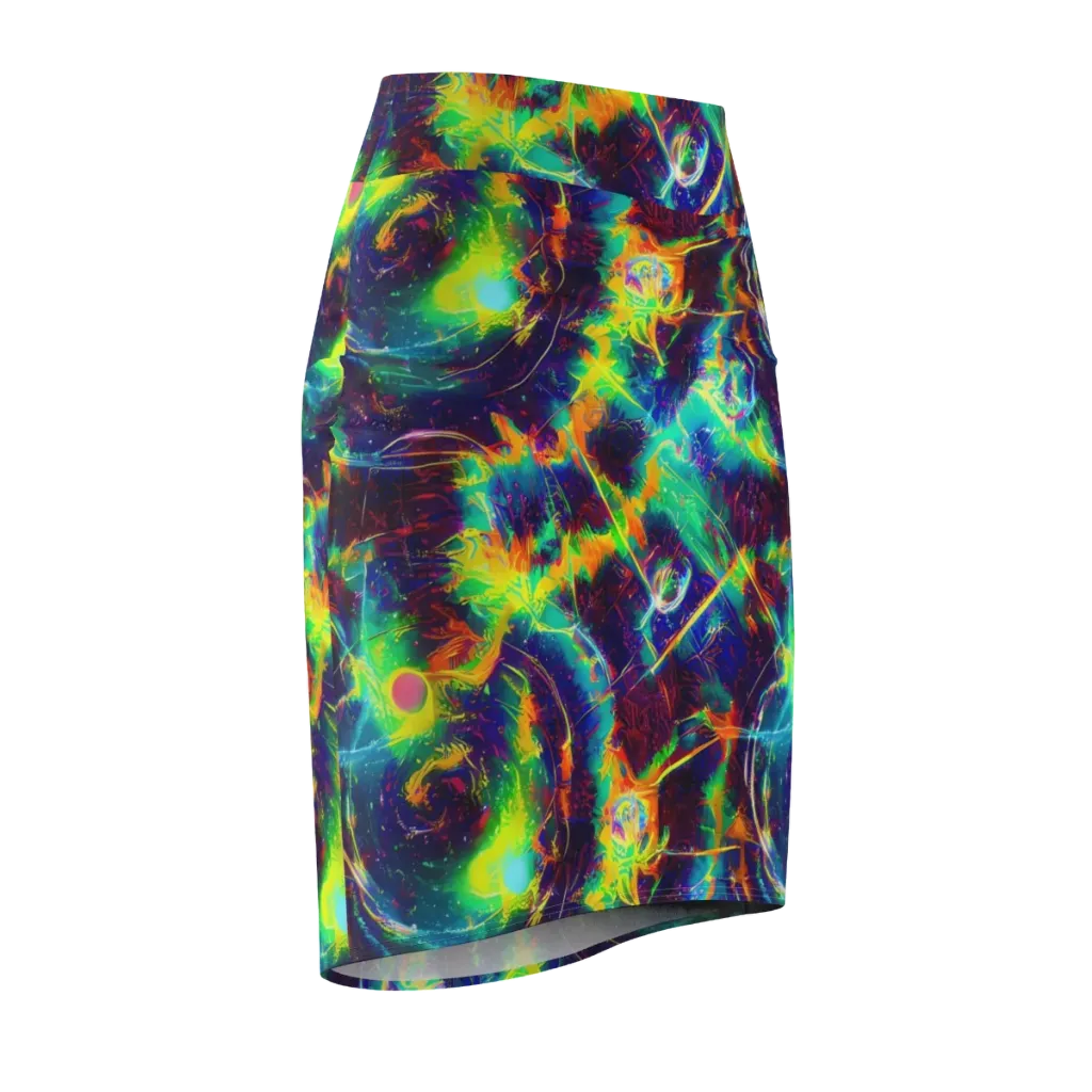 The Neon Paradox on Pencil Skirt — Front Side