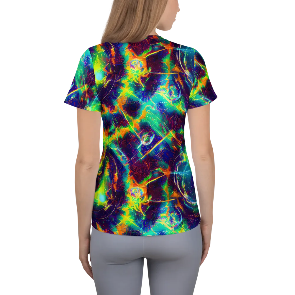 The Neon Paradox on Women's Athletic T-Shirt — Back