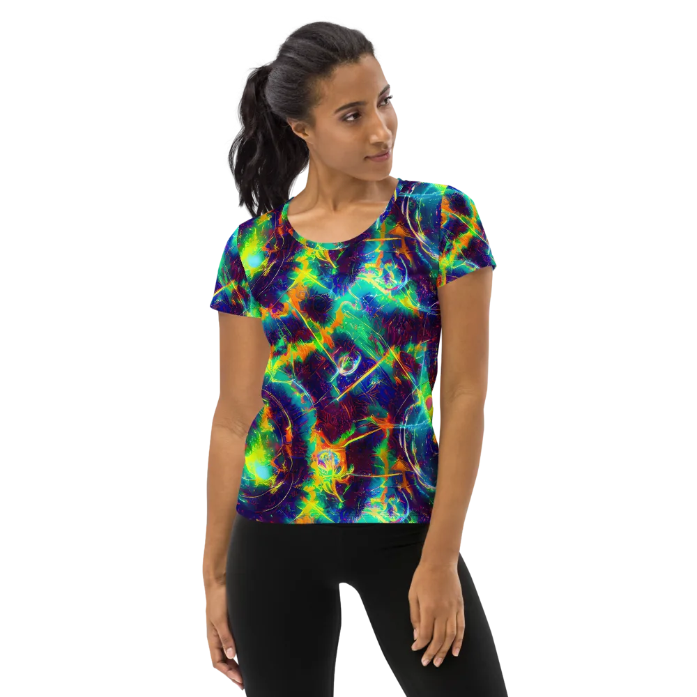 The Neon Paradox on Women's Athletic T-Shirt — Front