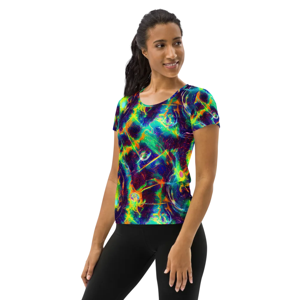 The Neon Paradox on Women's Athletic T-Shirt — Left