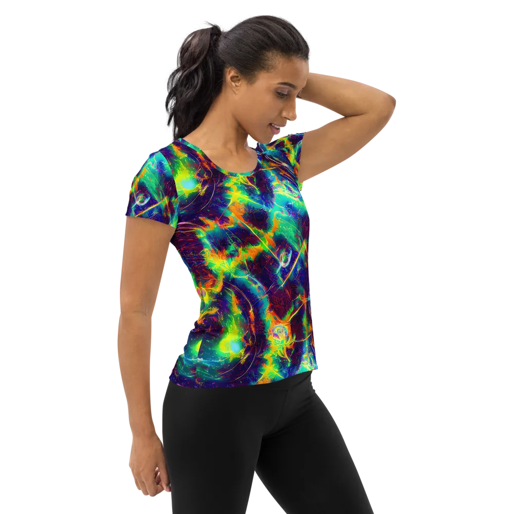 The Neon Paradox on Women's Athletic T-Shirt — Right