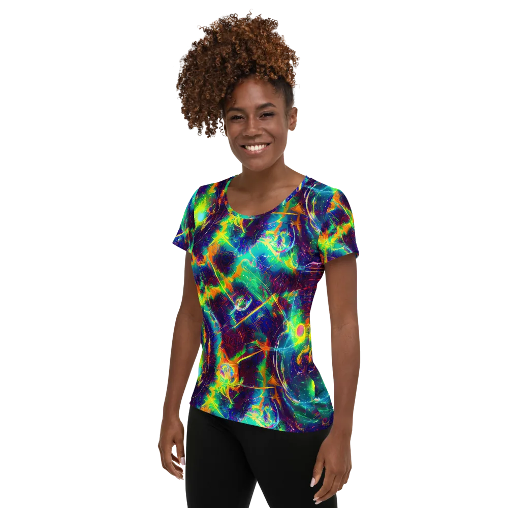 The Neon Paradox on Women's Athletic T-Shirt — Left
