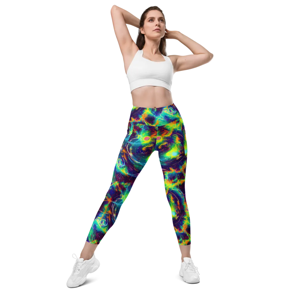 The Neon Paradox on Leggings with Pockets — Front
