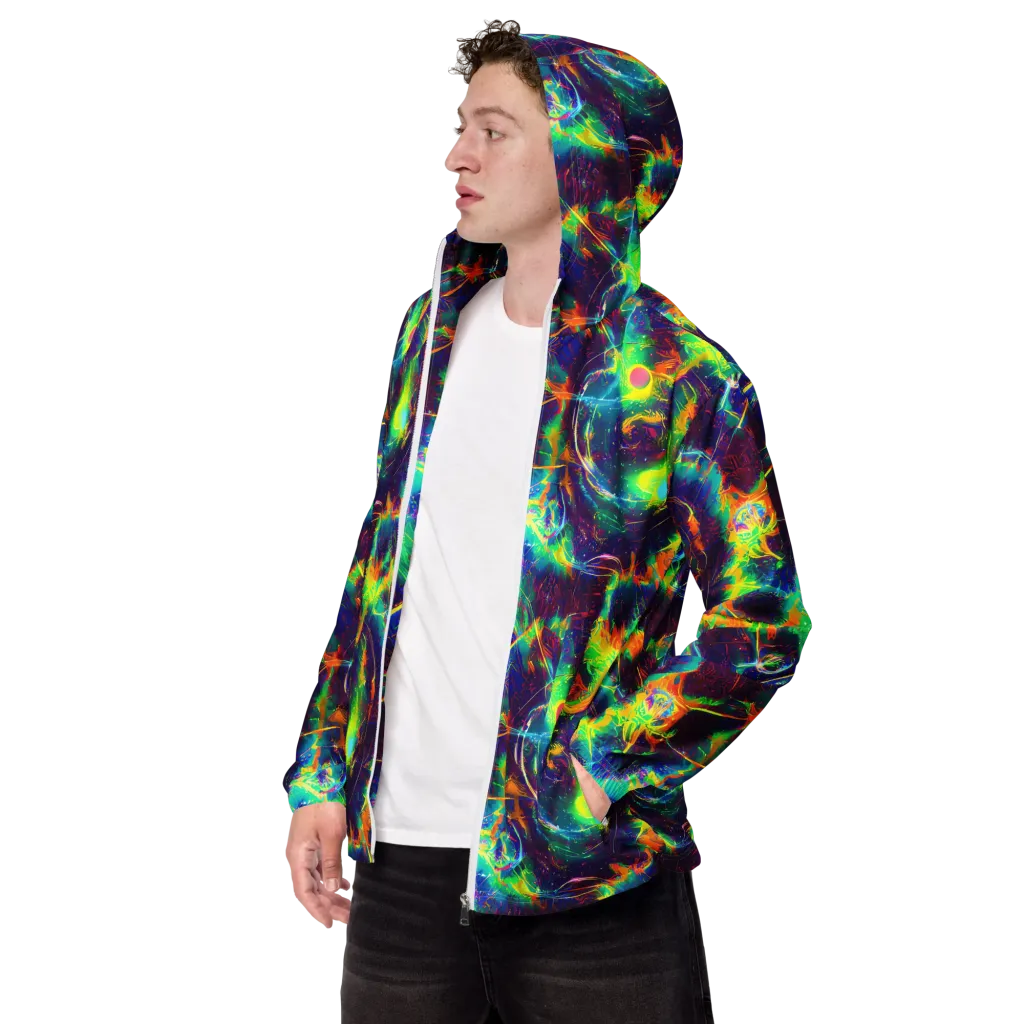 The Neon Paradox on Men's Windbreaker — Left Front