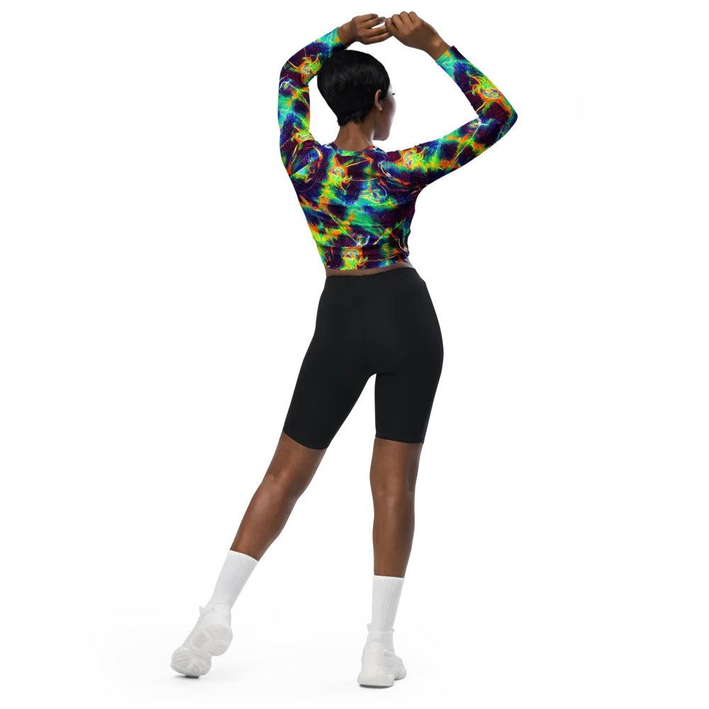 The Neon Paradox on Long Sleeve Crop Top — Back