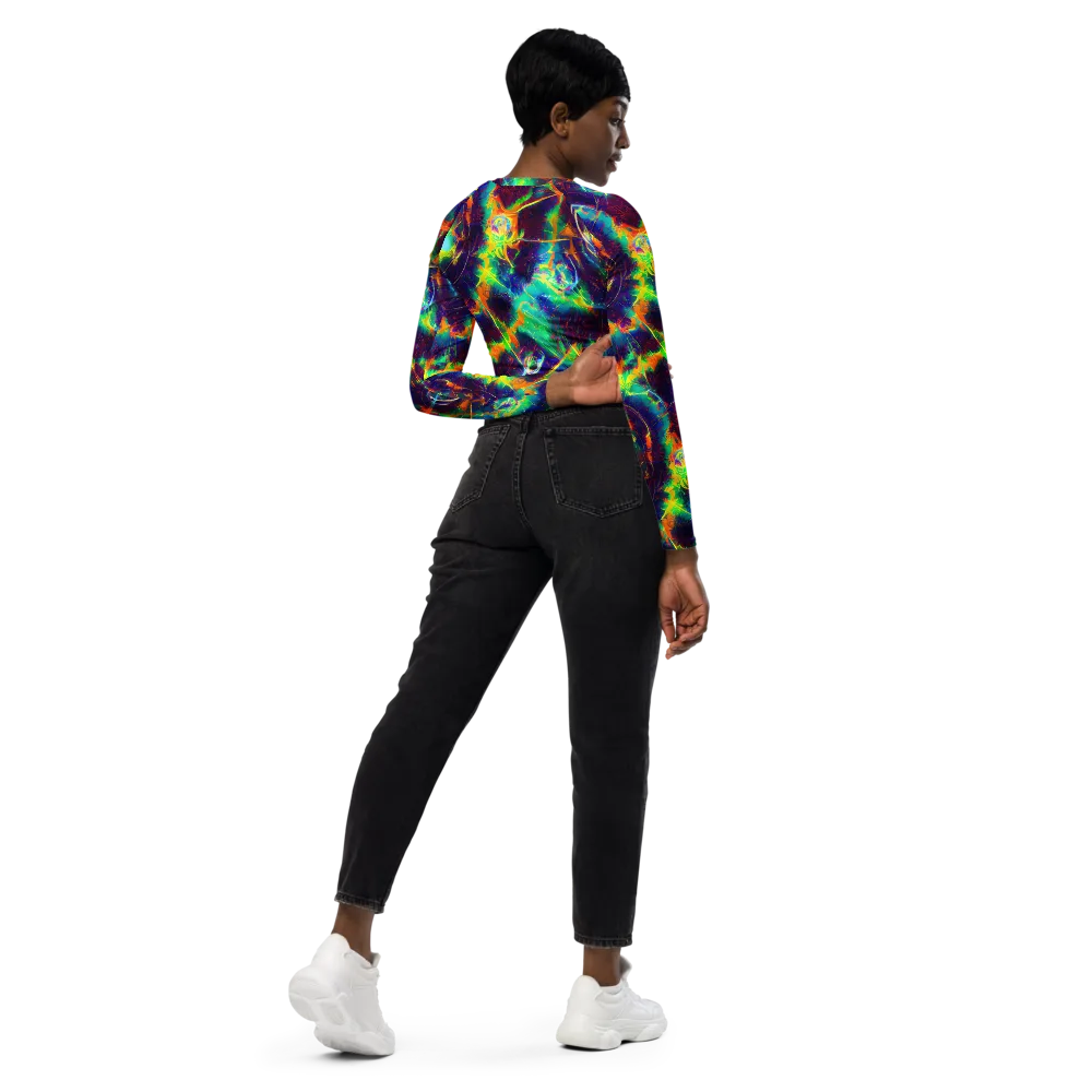 The Neon Paradox on Long Sleeve Crop Top — Right Back