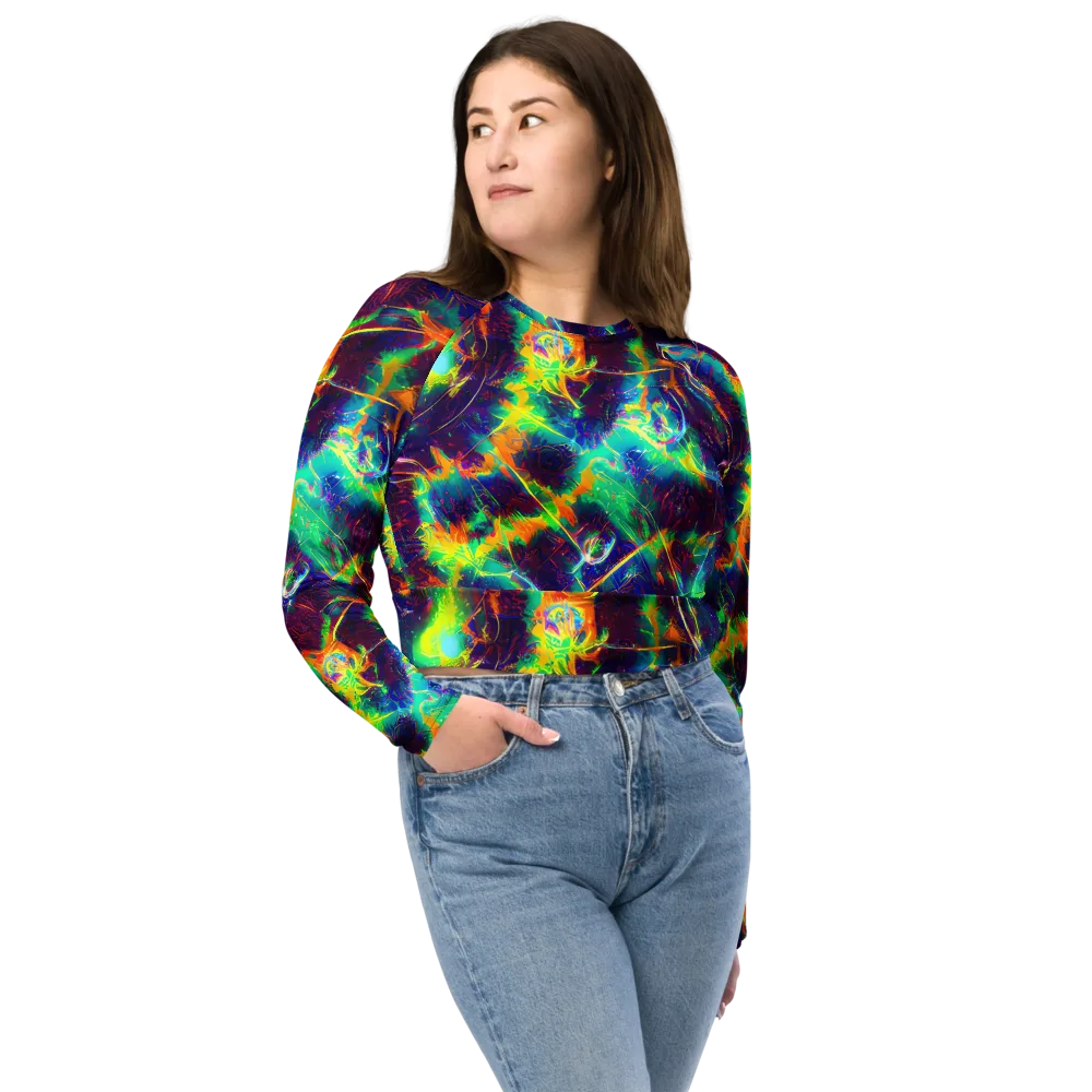 The Neon Paradox on Long Sleeve Crop Top — Front