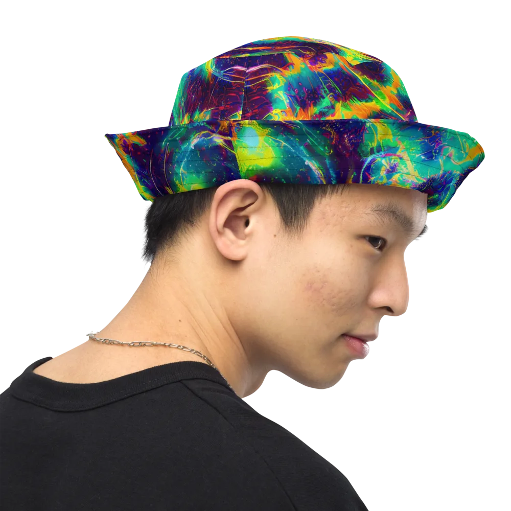 The Neon Paradox on Reversible Bucket Hat — Right Outside