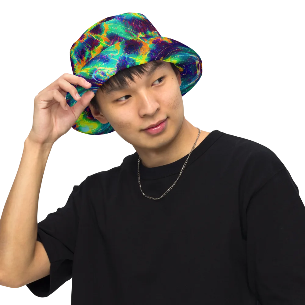 The Neon Paradox on Reversible Bucket Hat — Front Inside