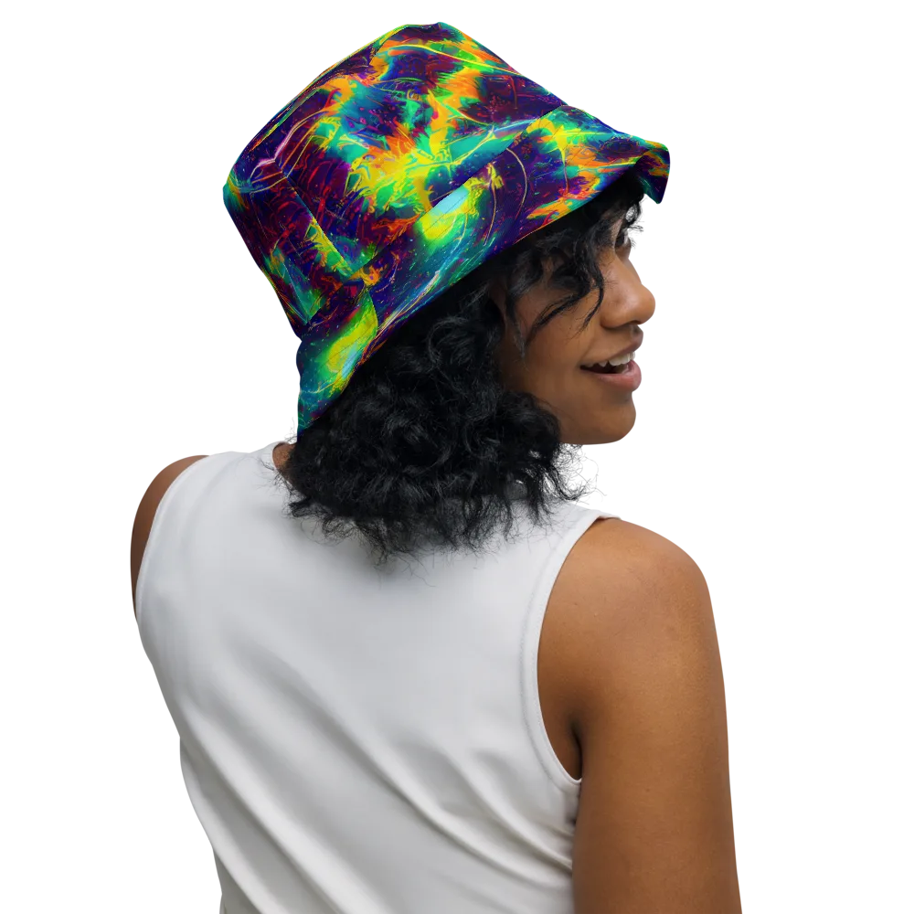 The Neon Paradox on Reversible Bucket Hat — Right Outside