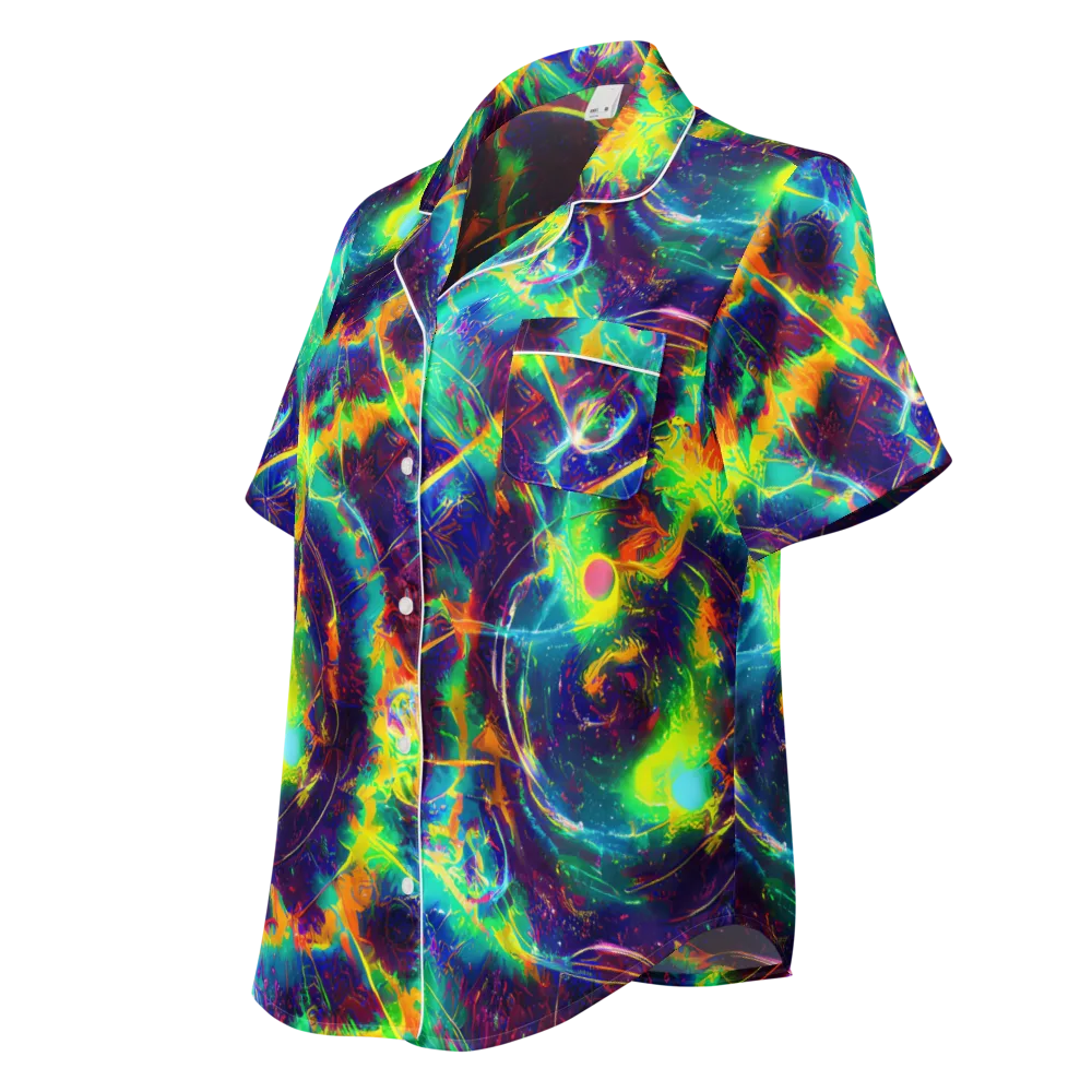 The Neon Paradox on Women's Short Sleeve Pajama Top — Left Front