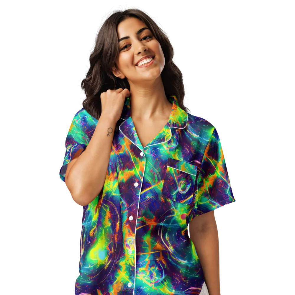 The Neon Paradox on Women's Short Sleeve Pajama Top — Front