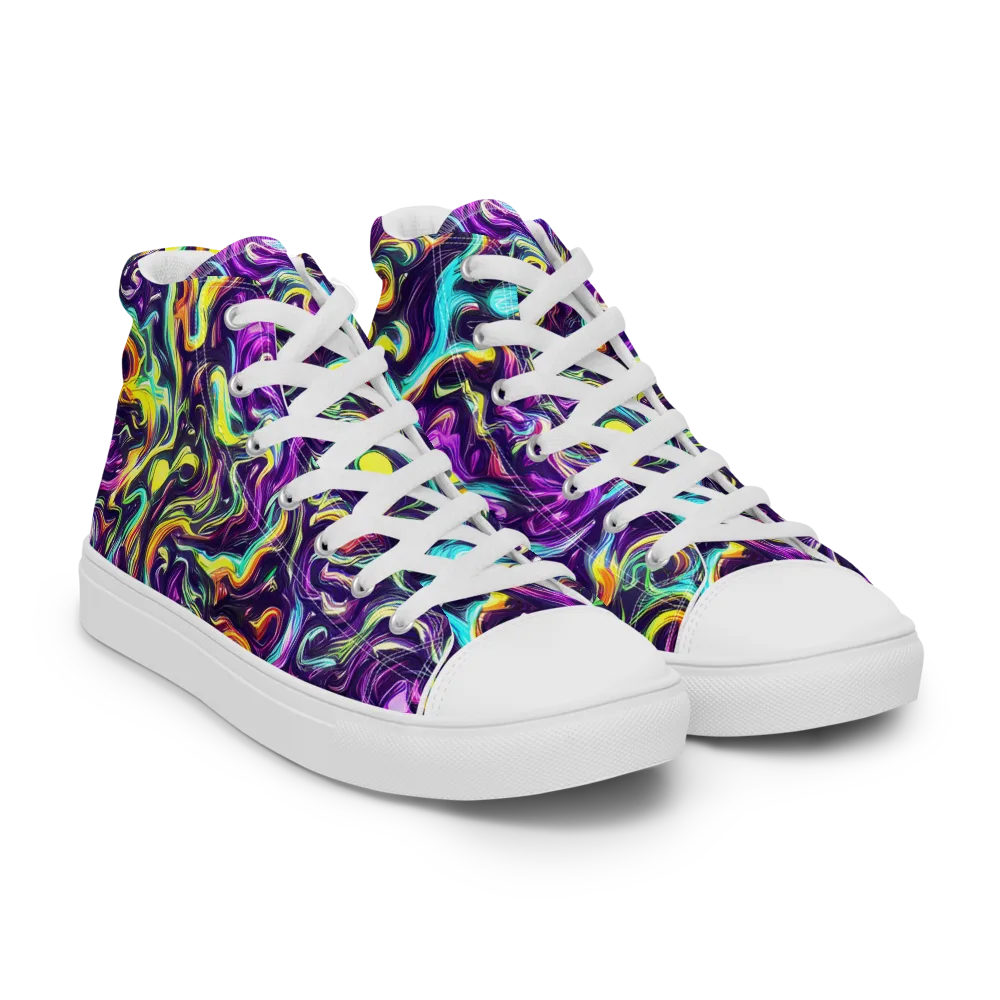 Violet Riverstone on Men's High Top Canvas Shoes — Right Front