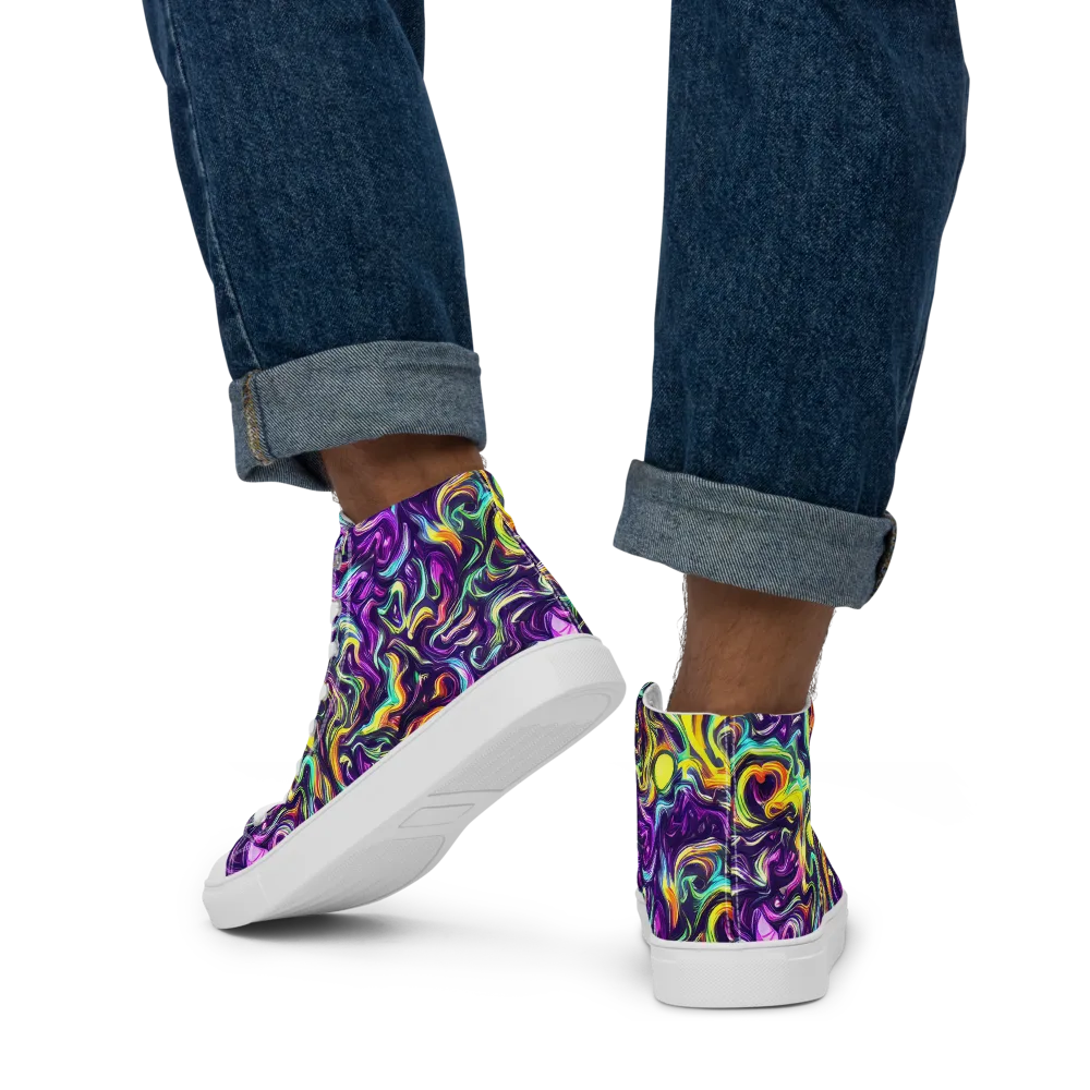 Violet Riverstone on Men's High Top Canvas Shoes — Back
