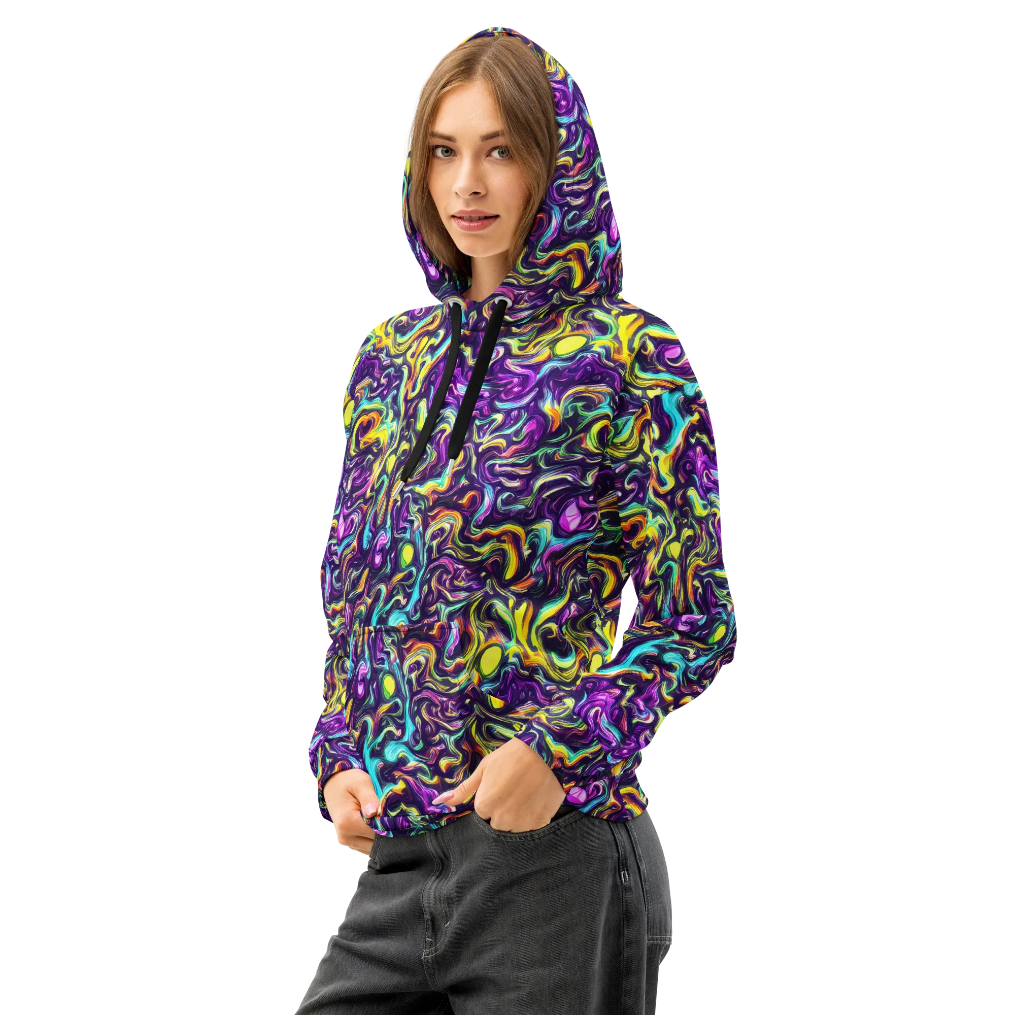 Violet Riverstone on Cotton Hoodie — Left Front