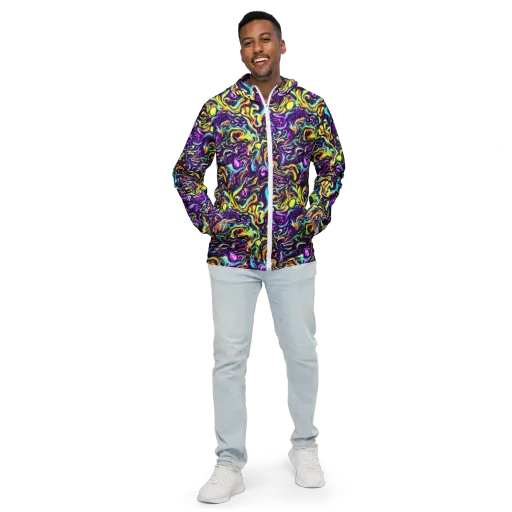 Violet Riverstone on a Men's Windbreaker