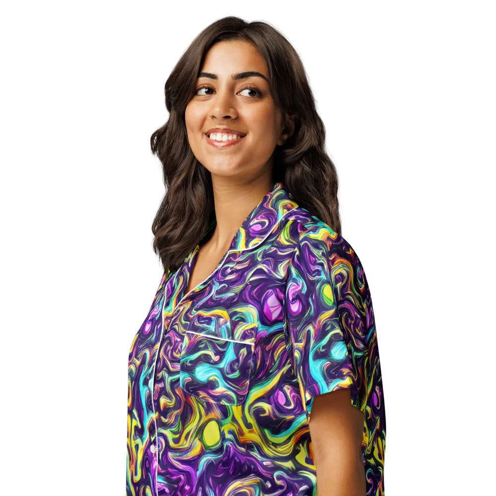 Violet Riverstone on Women's Short Sleeve Pajama Top — Left Front