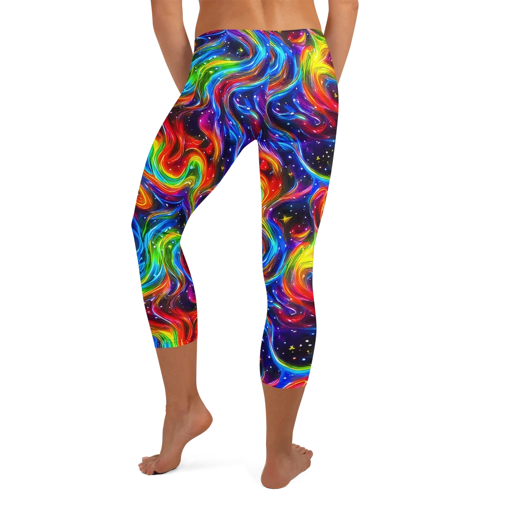 Rainbow Eclipse on Capri Leggings — Back