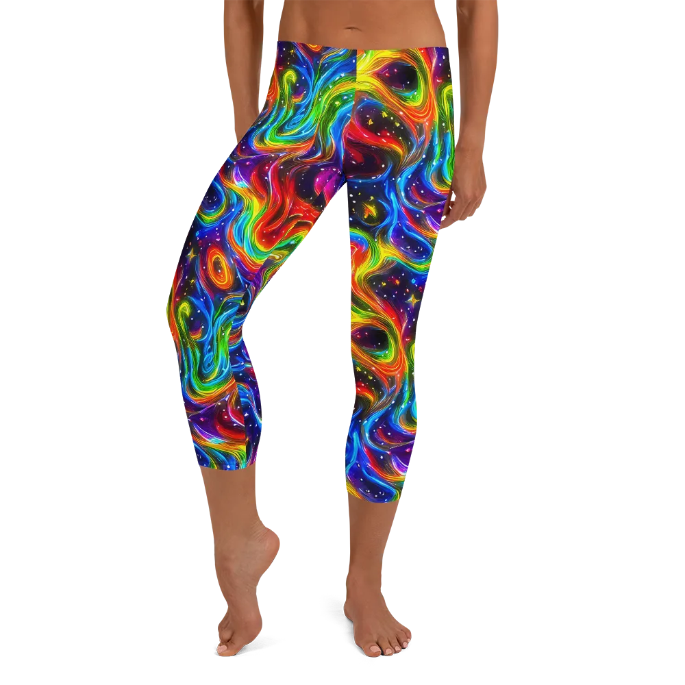 Rainbow Eclipse on Capri Leggings — Front