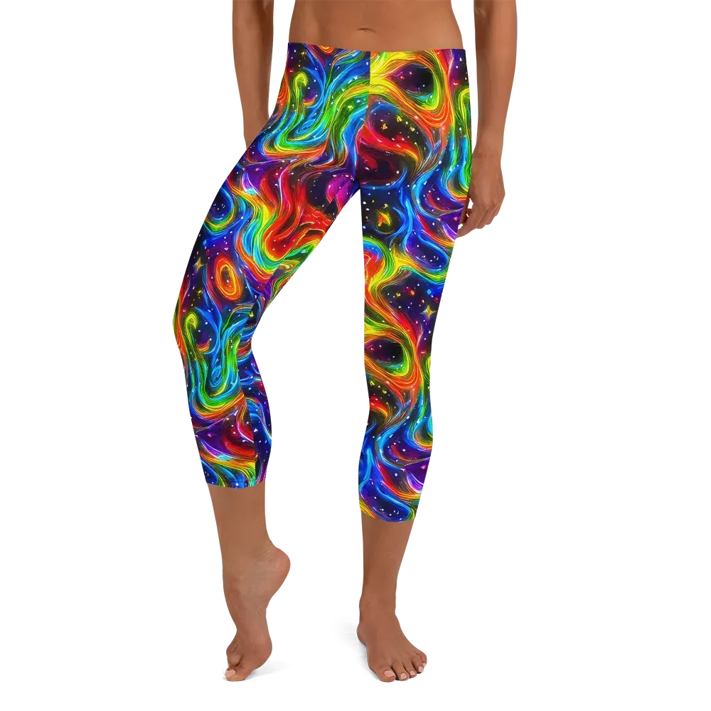 Rainbow Eclipse on Capri Leggings — Front