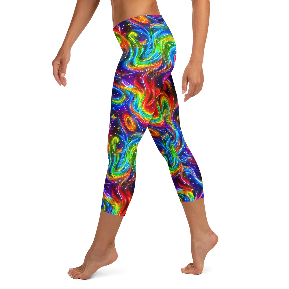 Rainbow Eclipse on Capri Leggings — Left