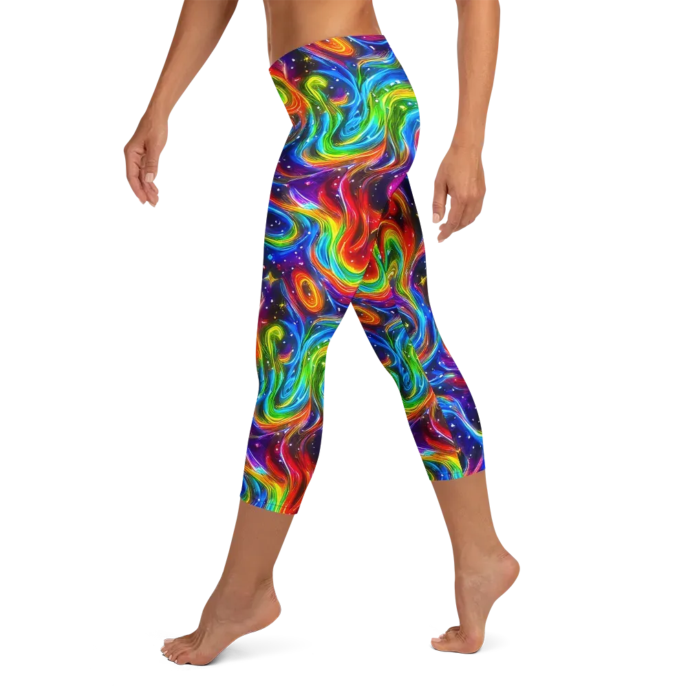 Rainbow Eclipse on Capri Leggings — Left